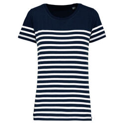 T-shirt femme Marini&egrave;re bio K3034 NAVY/WHITE STRIPES