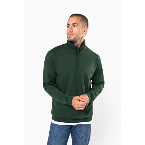 Sweat-shirt col zipp&eacute; vert K478