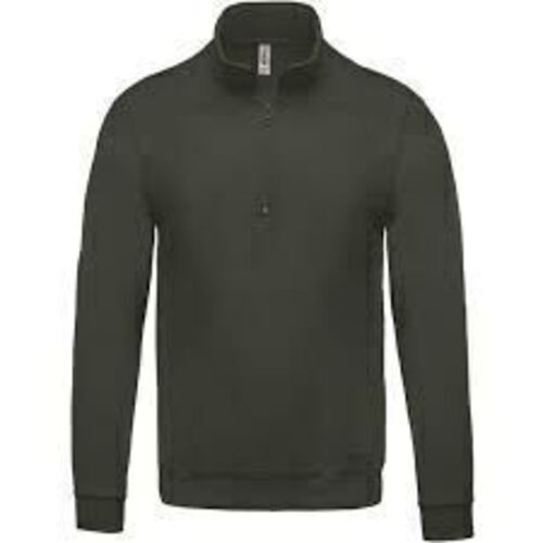 Sweat-shirt col zipp&eacute; gris fonc&eacute; K478