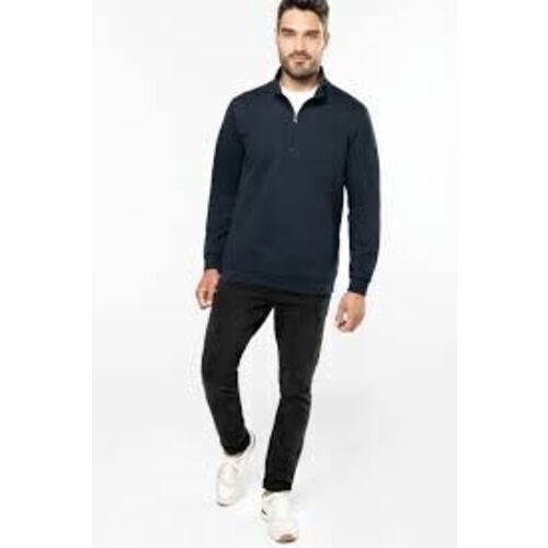 Sweat-shirt col zipp&eacute; bleu marine K478