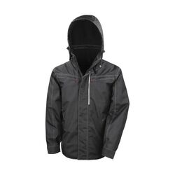 Parka robuste "effet denim" doubl&eacute;e polaire, Noire